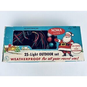 Vintage NOMA Outdoor Set Christmas Lights Lites - 25 Multi Color Bulbs - In Box